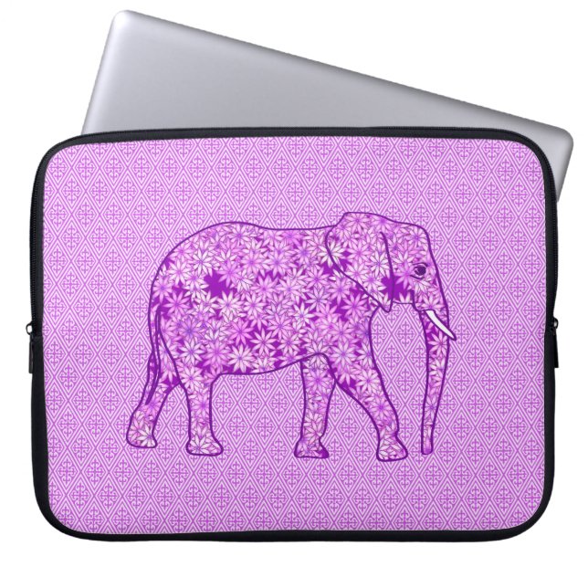 Capa Para Notebook Elefante da flor - roxo ametista (Frente)