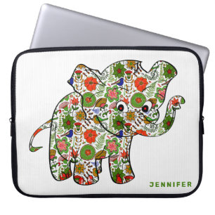 Capa Para Notebook Elefante De Bebê Floral Colorido E Bonito