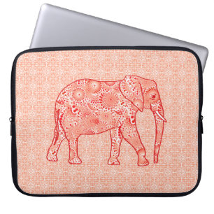 Capa Para Notebook Elefante de espiral frontal - laranja coral e bran