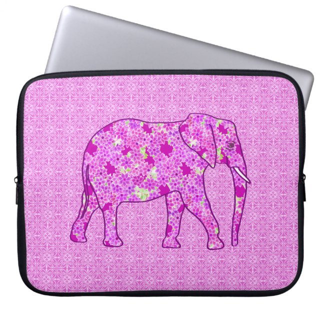Capa Para Notebook Elefante de flor - orquídea e magenta (Frente)