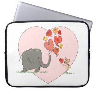 Capa Para Notebook elefante e rato valentine amor vetor fofo