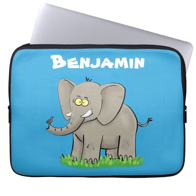 Capa Para Notebook Elefante engraçado e bonito com desenho animado de (Frente)