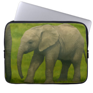Capa Para Notebook Elefante Jovem na Reserva de Grassy