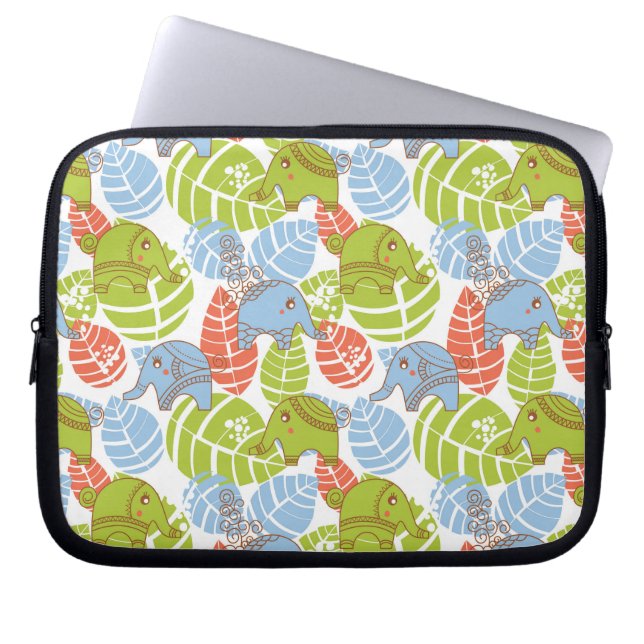 Capa Para Notebook Elefantes Coloridos da Selva (Frente)