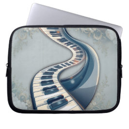 Capa Para Notebook Elegance in piano keys and blossoms.