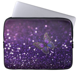 Capa Para Notebook Elegância Encantadora: A Borboleta Roxa Sparkle