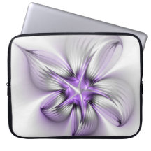 Elegância Floral Arte Fractal Violeta Abstrata Mod