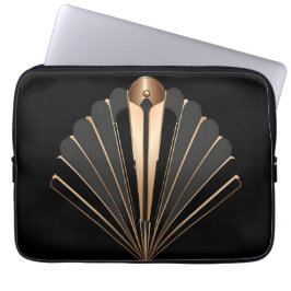 Capa Para Notebook Elegância Geométrica em Ouro Art Déco