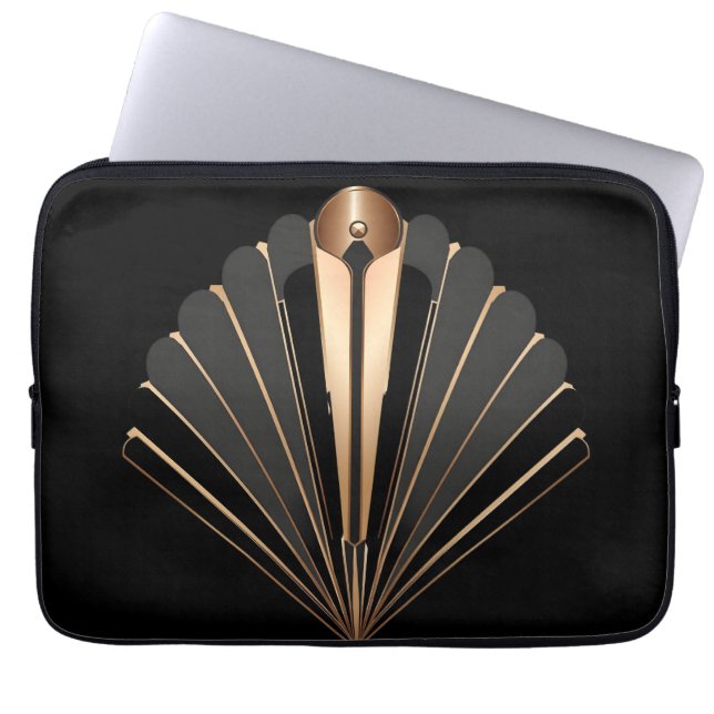 Capa Para Notebook Elegância Geométrica em Ouro Art Déco (Frente)