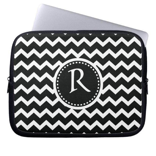 Capa Para Notebook Elegância retro do ziguezague preto e branco de (Frente)