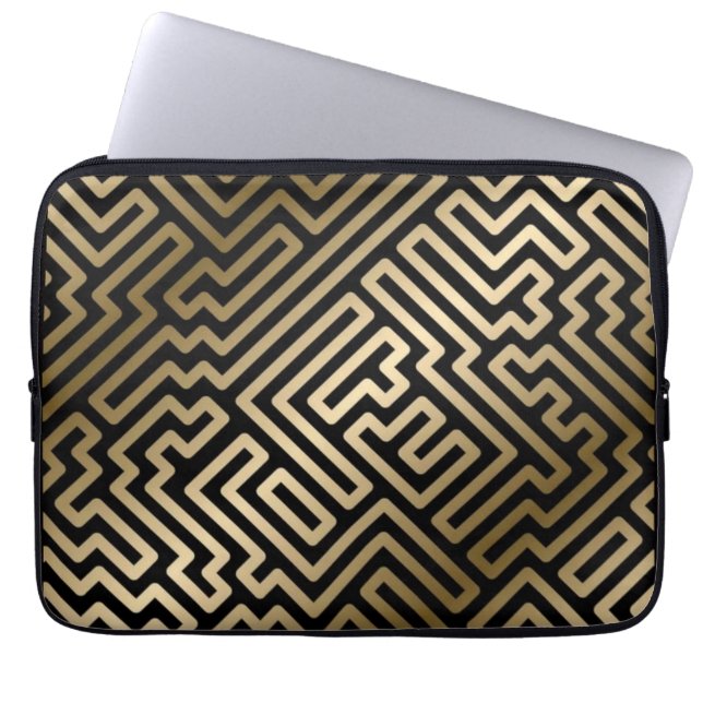 Capa Para Notebook Elegant Gold Maze Geometric Luxury Design (Frente)