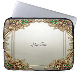 Capa Para Notebook Elegant Gold Ornate Laptop Sleeve