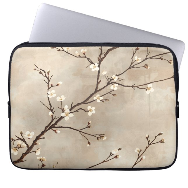 Capa Para Notebook Elegant White Blossom Minimal Branch (Frente)