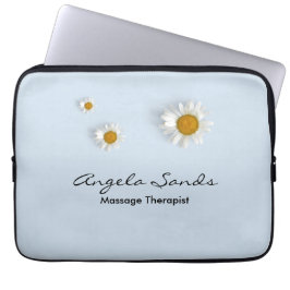 Capa Para Notebook Elegant white daisies blue