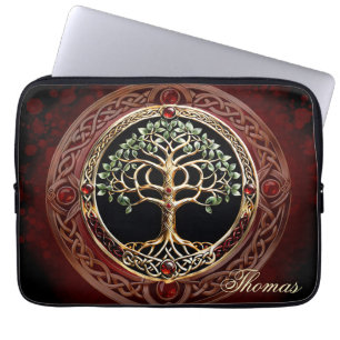 Capa Para Notebook Elegante árvore nobre da vida com nó celta.