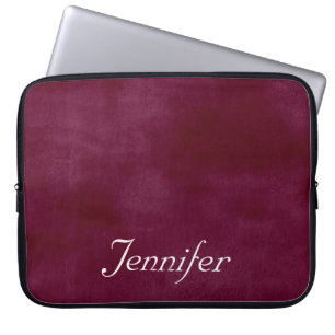 Capa Para Notebook Elegante BURGUNDY MARSALA FAUX VELVET PERSONALIZAD