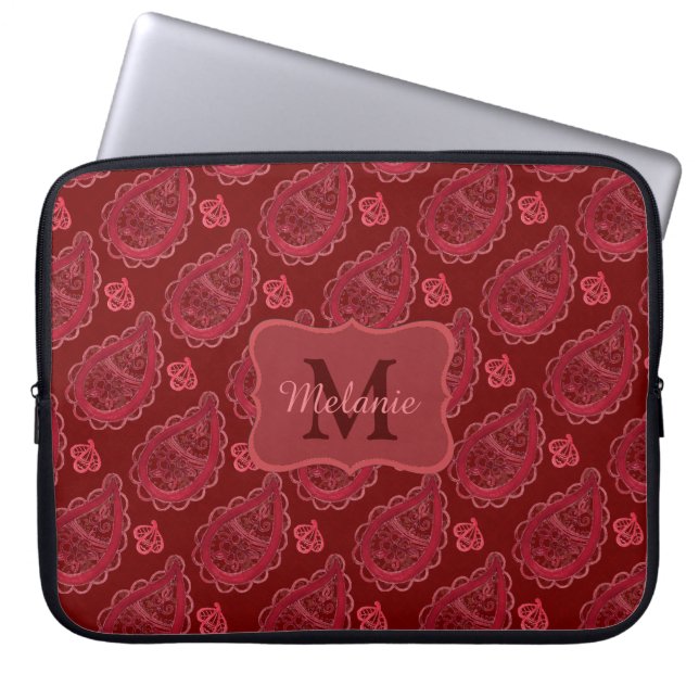 Capa Para Notebook Elegante Burgundy Paisley Pattern Personalizado (Frente)