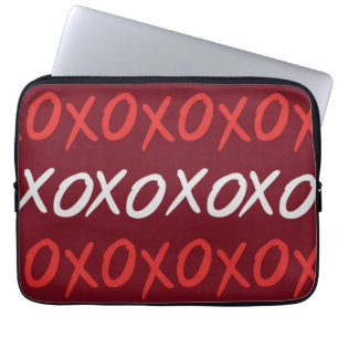 Capa Para Notebook Elegante Burgundy XOXO Abraços e Beijos