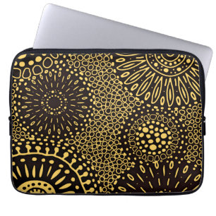 Capa Para Notebook Elegante Capinha de Laptop com Floral Étnico Preto