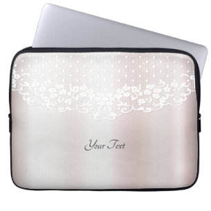 Capa Para Notebook Elegante Capinha de Laptop com Renda Floral Branca