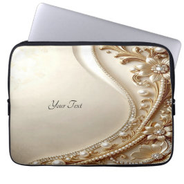 Capa Para Notebook Elegante Capinha de Laptop Floral Dourada Ornament
