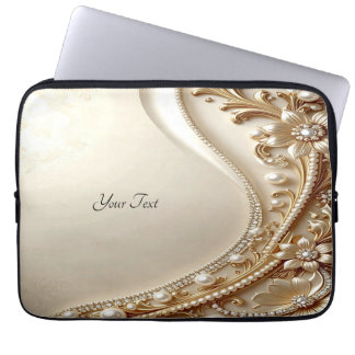 Capa Para Notebook Elegante Capinha de Laptop Floral Dourada Ornament