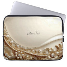 Elegante Capinha de Laptop Floral Dourada Ornament