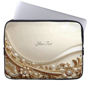 Capa Para Notebook Elegante Capinha de Laptop Floral Dourada Ornament