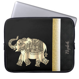 Capa Para Notebook Elegante Dourado Paisley Elephant,Damask -Personal