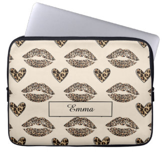 Capa Para Notebook Elegante Estampa de Guepardo Bege e Preto