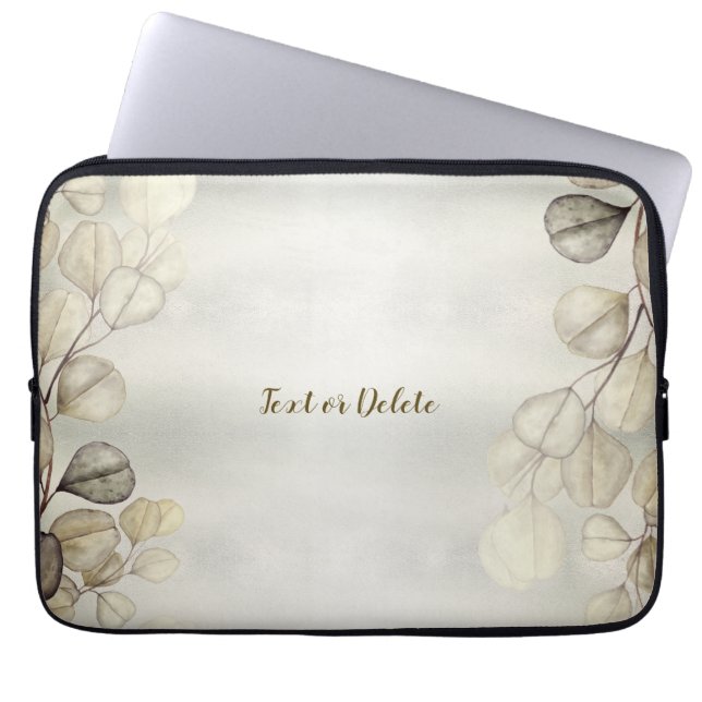 Capa Para Notebook Elegante Eucalyptus Foliage Shiny Ouro de Aquarela (Frente)