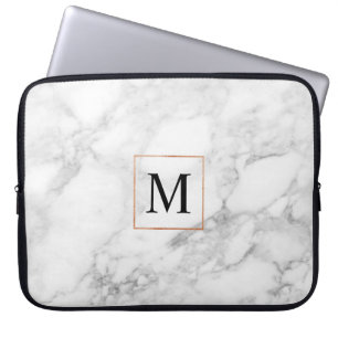 Capa Para Notebook Elegante Marble e Faux Foil Border Bolsa de laptop