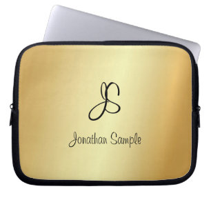Capa Para Notebook Elegante Moderno Monograma Faux Dourada Modelo
