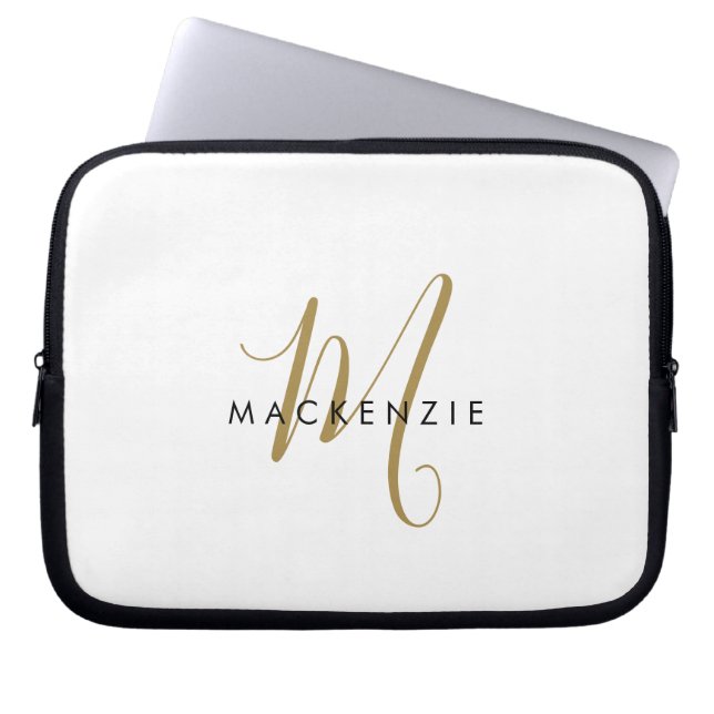 Capa Para Notebook Elegante Monograma Moderno em Letra de Forma Doura (Frente)