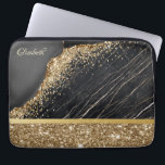 Capa Para Notebook Elegante Na moda, Sequências de Lítimas Douradas,<br><div class="desc">Sequências de douradas legantes sobre fundo de mármore preto.</div>