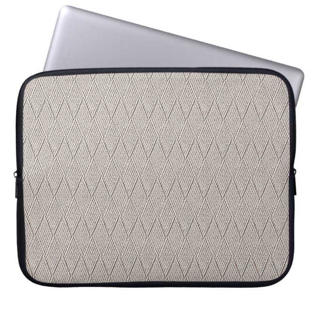 Capa Para Notebook Elegante Padrão de Tricô em Creme Claro com Diaman (Frente)