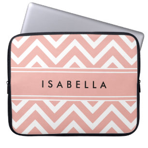Capa Para Notebook Elegante Pink Chevron Pattern Girly Faux Rosa Dour