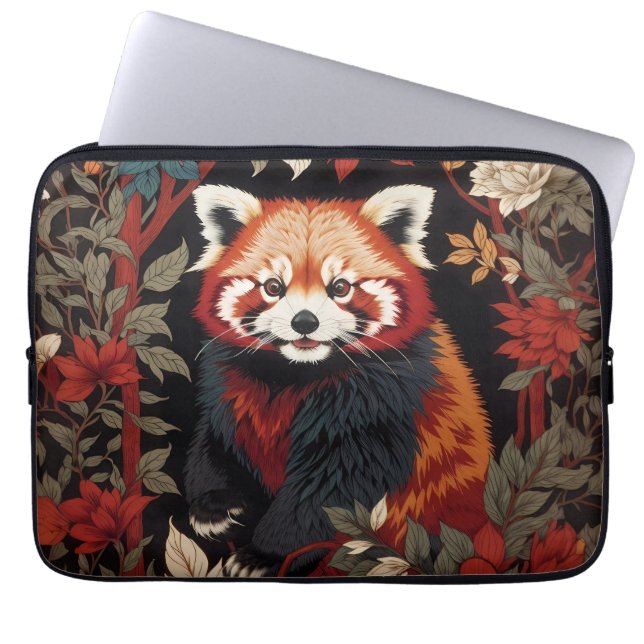 Capa Para Notebook Elegante Red Panda William Morris Inspirou Floral (Frente)