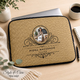 Capa Para Notebook Elegante Roteiro Textura de Juta Natural