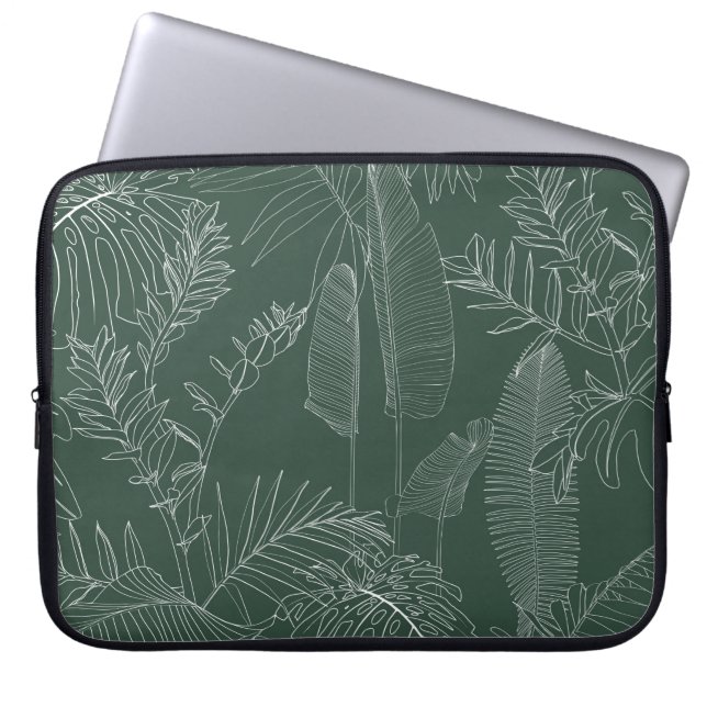 Capa Para Notebook Elegante sem costura com linha verde desenhada (Frente)