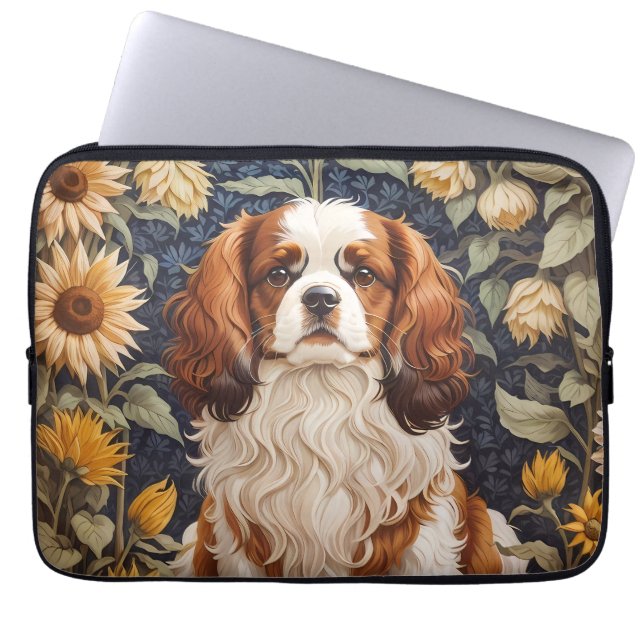 Capa Para Notebook Elegante Sunflower Cavalier King Charles Spaniel (Frente)