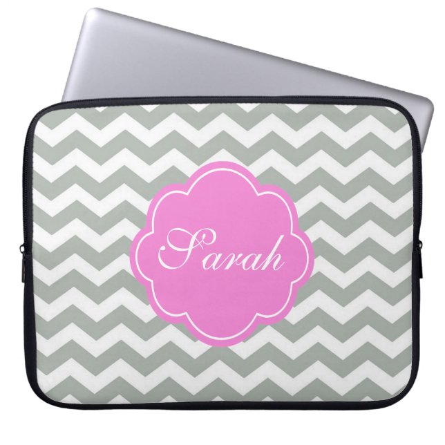 Capa Para Notebook Elegante, tenda, monograma clássico de fevron de c (Frente)