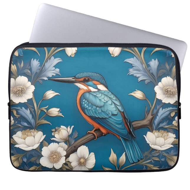 Capa Para Notebook Elegante Turquoise Kingfisher Floral (Frente)