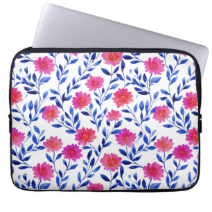 Capa Para Notebook Elegantes Flores Rosa Fúcsia Floral Aquarela