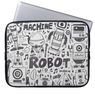 Capa Para Notebook elemento robô de rabisco, ferramentas de linha de