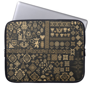 Capa Para Notebook Elementos barrocos: padrão mega definido.