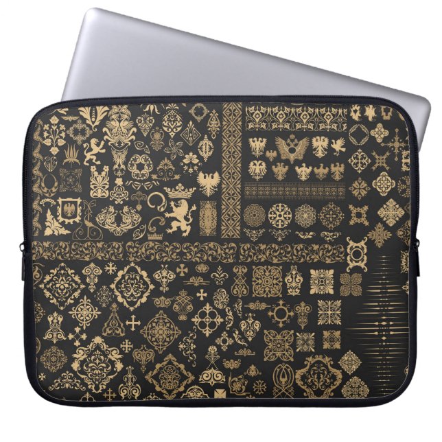 Capa Para Notebook Elementos barrocos: padrão mega definido. (Frente)