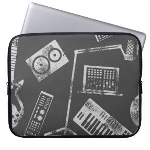 Capa Para Notebook Elementos de música: vintage com tela de fundo con