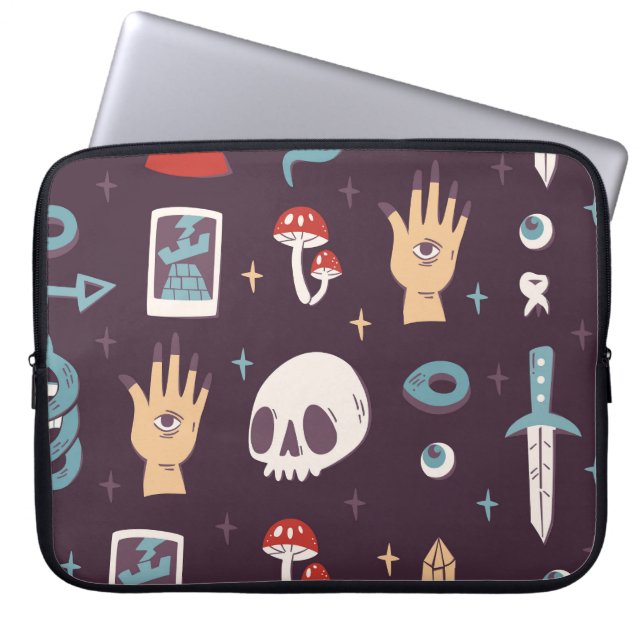Capa Para Notebook Elementos mágicos: crânio, tarot sem soldadura (Frente)
