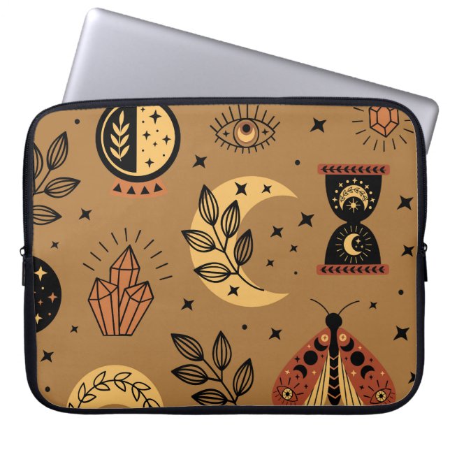 Capa Para Notebook Elementos Mágicos: padrão sem costura (Frente)